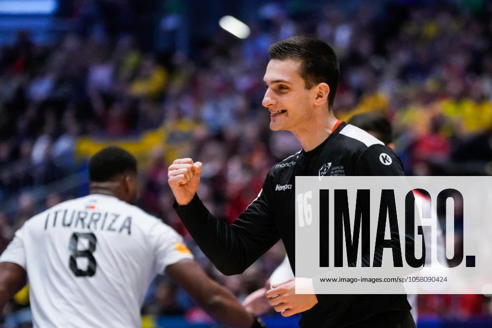Handball World Cup main round Spain Portugal Fornebu 20250124 Portugals Diogo Marques cheers during the World Cup handball match between Spain and Portugal in Unity Arena Photo Stian Lysberg Solum NTB Fornebu Norway RESTRICTED USE FOR BETTING COMPANIES