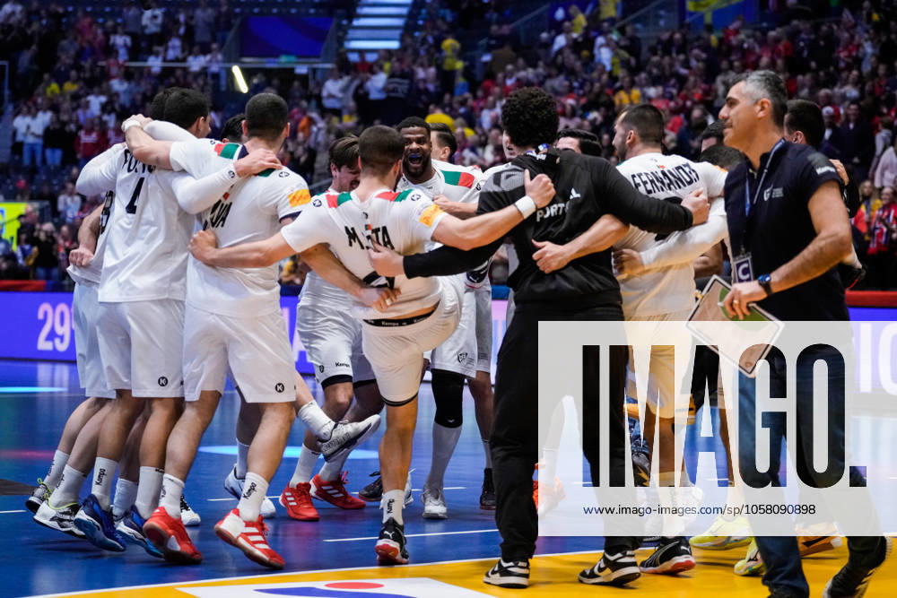 Handball World Cup main round Spain Portugal Fornebu 20250124 Portugal cheers for victory in the World Cup handball match between Spain and Portugal in Unity Arena Photo Stian Lysberg Solum NTB Fornebu Norway RESTRICTED USE FOR BETTING COMPANIES