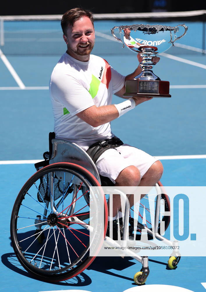 Sam Schroder of the Netherlands celebrates with the trophy Australian Open, Day Fourteen, Tennis, Melbourne Park, Melbourne, Australia - 25 Jan 2025