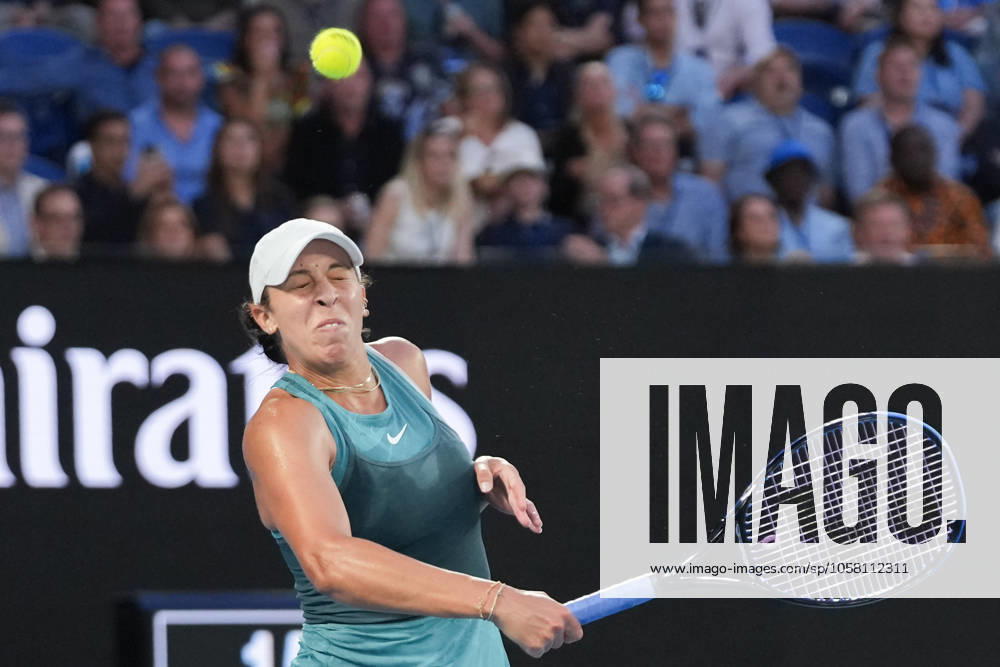 19th seed MADISON KEYS of the USA in action against 1st seed ARYNA SABALENKA of Belarus on Rod Laver Arena in a Women s Singles Final match on day 14 of the 2025 Australian Open in Melbourne, Australia. Cal Media Melbourne Australia - ZUMAc04_ 20250125_faf_c04_001