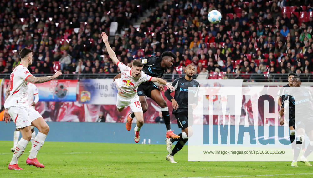 Christoph Baumgartner, Edmond Tapsoba scores the own goal to equalize 2 2 Sport Football Soccer DFL Bundesliga Men 19 Matchday Season 2024 2025 25 01 2025 RasenBallsport RB Leipzig RBL vs Bayer 04 Leverkusen at RedBull Arena DFL regulations prohibit any use of photographs as image sequences and or quasi video