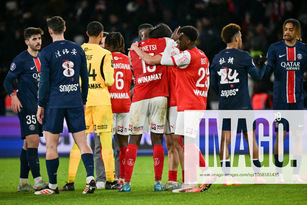 Ligue 1 PSG vs Stade de Reims - FA Paris Saint-Germain and Stade de Reims players cheer each other at the end of the French L1 football match at the Parc des Princes stadium in Paris on January 25, 2025. Photo by Firas Abdullah ABACAPRESS.COM Paris Île-de-France France