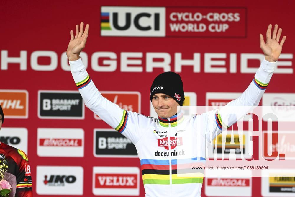 UCI Cyclocross World Cup Hoogerheide 2025 HOOGERHEIDE, THE NETHERLANDS - JANUARY 26 : Van Der Poel Mathieu (NED) of Alpecin-Deceuninck pictured during the podium ceremony of the 12th and final leg of the UCI Cyclocross World Cup series 2024-2025 in Hoogerheide, The Netherlands, 26 01 2025 Hoogerheide The Netherlands