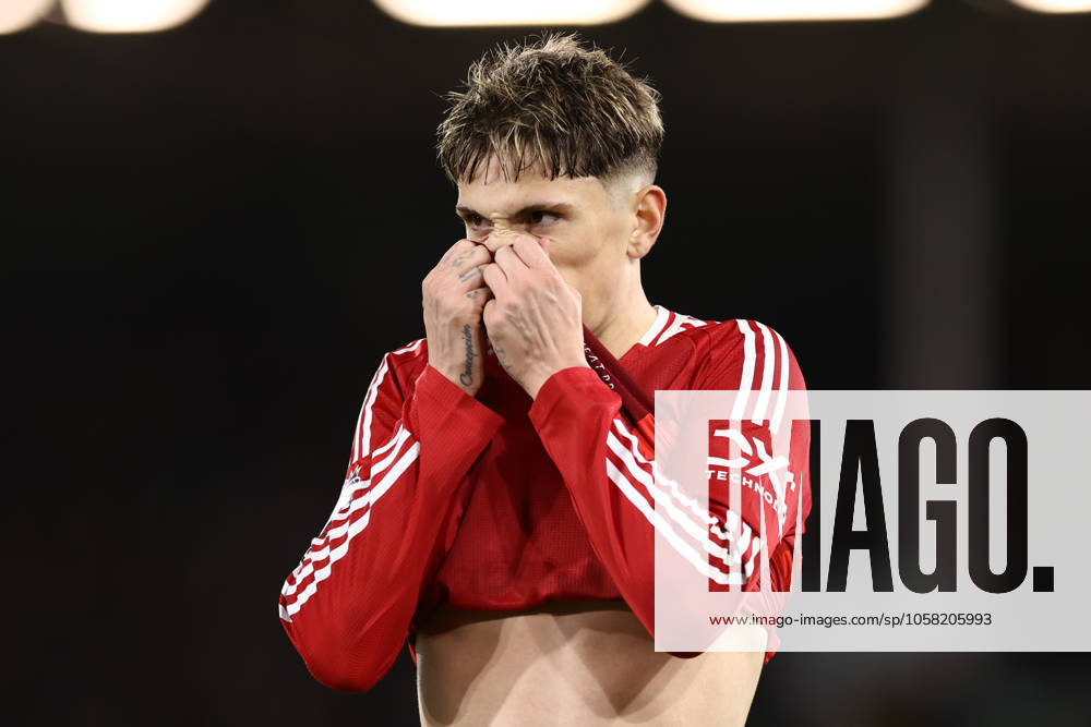 Fulham gegen Manchester United 26. Januar 2025, London Premier League Fußball Fulham gegen Manchester United Alejandro Garnacho von Manchester United Foto Jacques Feeney Abseits London UK