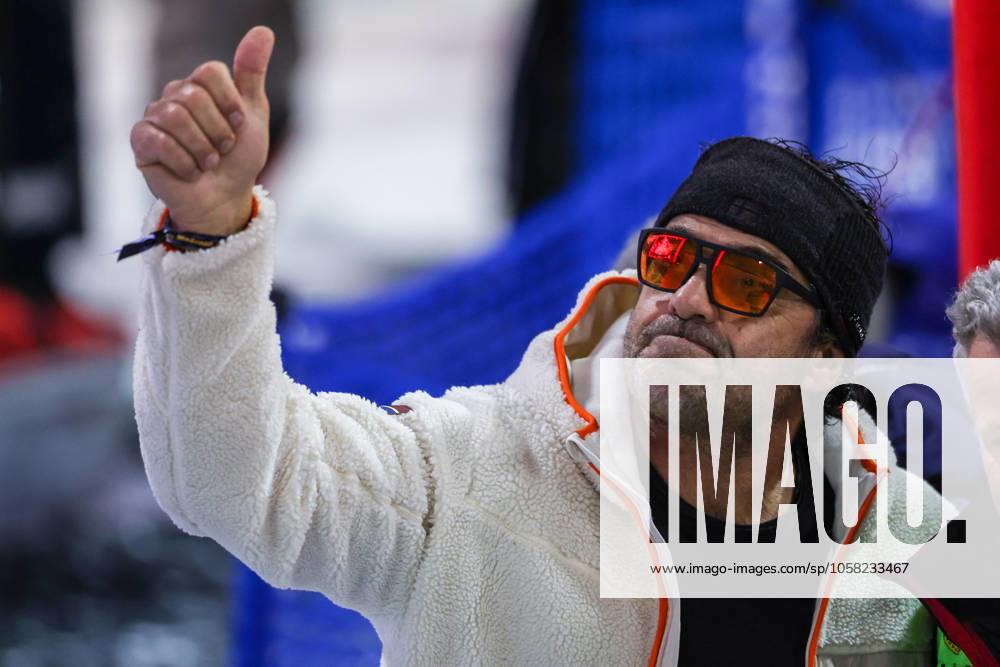 Alberto Tomba ski former of Italy greets the fans during Audi FIS Alpine Ski World Cup men s slalom at 3Tre ski slope in Madonna di Campiglio