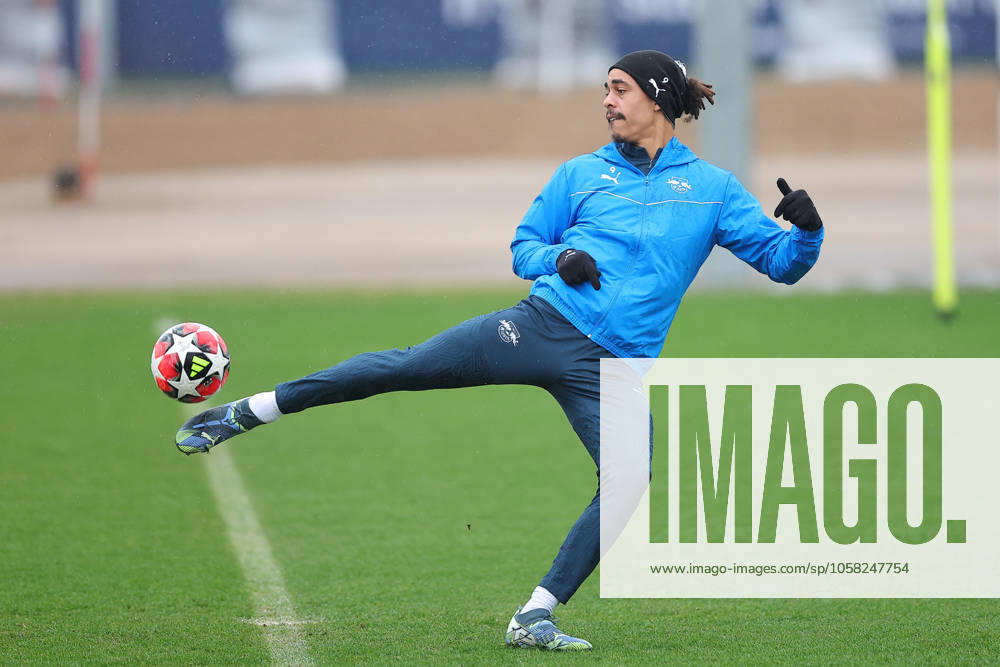 RB Leipzig Training Champions League Leipzig, 28 01 2025, RBL Training Center, UEFA Champions League, RB LEIPZIG Final training before tomorrows match at Sturm Graz , In the picture Yussuf Yurary Poulsen , For editorial use only Editorial use only ,