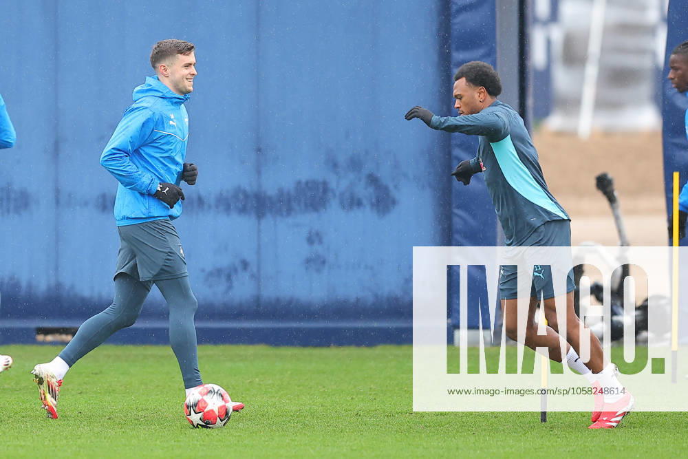 RB Leipzig Training Champions League Leipzig, 28 01 2025, RBL Training Center, UEFA Champions League, RB LEIPZIG Final training before tomorrows match at Sturm Graz , In the picture from l Christoph Baumgartner and Lois Openda , For editorial use only Editorial use only ,