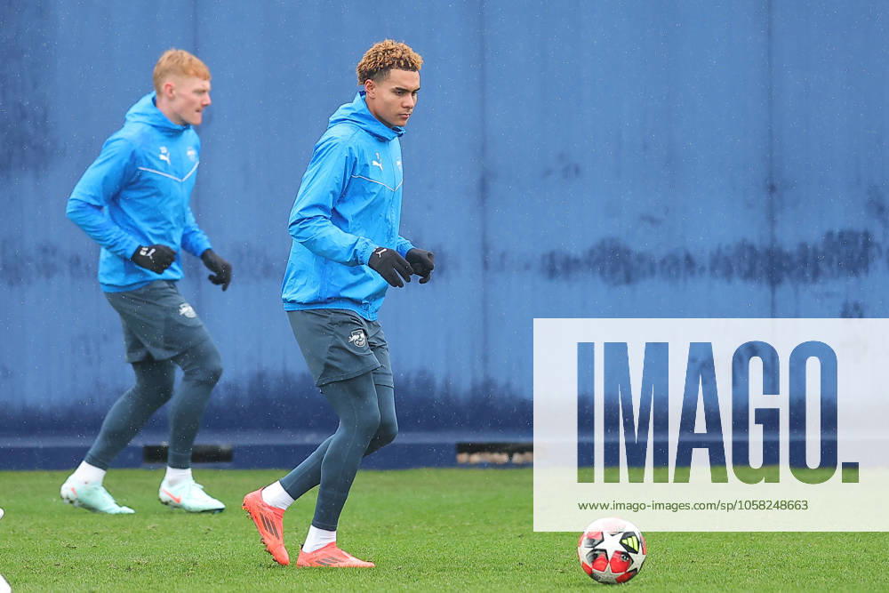 RB Leipzig Training Champions League Leipzig, 28 01 2025, RBL Training Center, UEFA Champions League, RB LEIPZIG Final training before tomorrows match at Sturm Graz , In the picture Antonio Nusa , For editorial use only Editorial use only ,