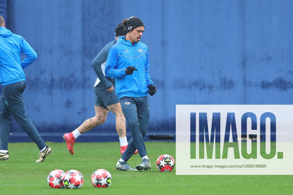 RB Leipzig Training Champions League Leipzig, 28 01 2025, RBL Training Center, UEFA Champions League, RB LEIPZIG Final training before tomorrows match at Sturm Graz , In the picture Yussuf Yurary Poulsen , For editorial use only Editorial use only ,