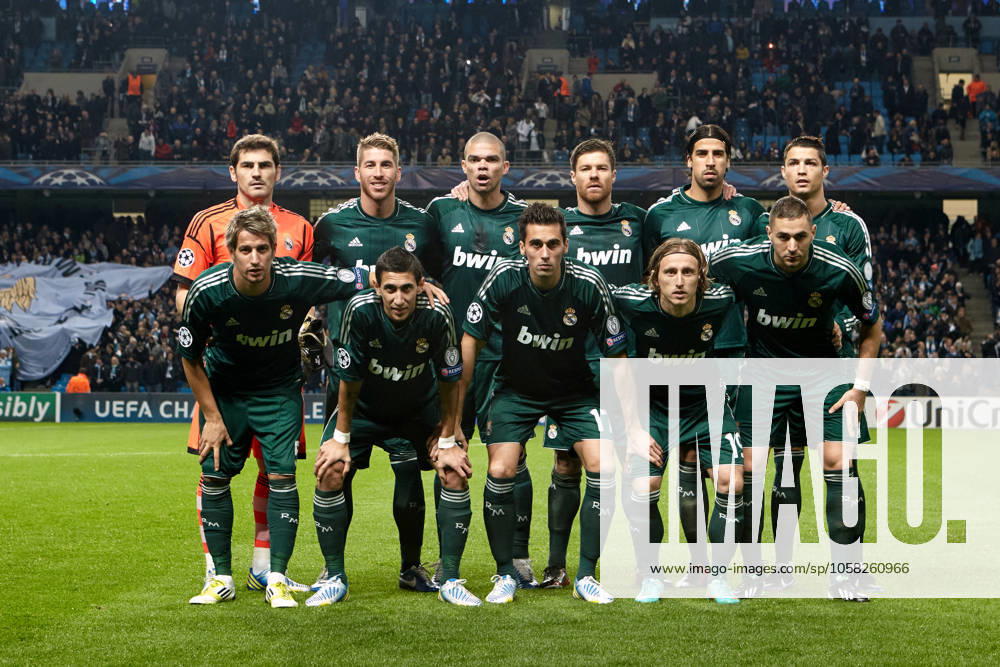 MANCHESTER, UNITED KINGDOM: 21 NOVEMBER 2012 Real Madrid players pose for a team photo prior to the UEFA Champions League Group D soccer match between Manchester City and Real Madrid at the Etihad Stadium, United Kingdom on 21 November 2012. Manchester City FC v Real Madrid FC UCL_2012-2013