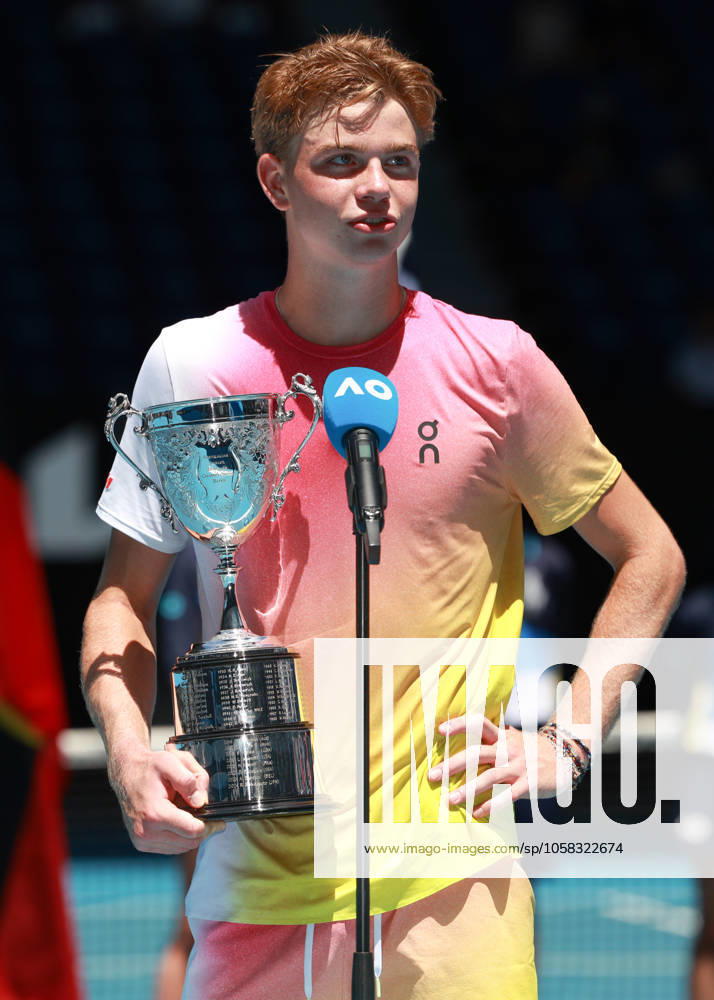 Henry Bernet SUI , Boys Singles Boys, Singles, Award Ceremony, Presentation, Australian Open 2025, Melbourne Park, Melbourne, Victoria, Australia