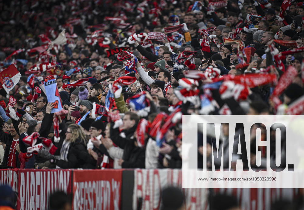 FOOTBALL CHAMPIONS LEAGUE SEASON 2024 2025 Preliminary Round 8 Matchday FC Bayern Muenchen Slovan Bratislava 29 01 2025 FC Bayern Muenchen fans cheer after scoring a goal