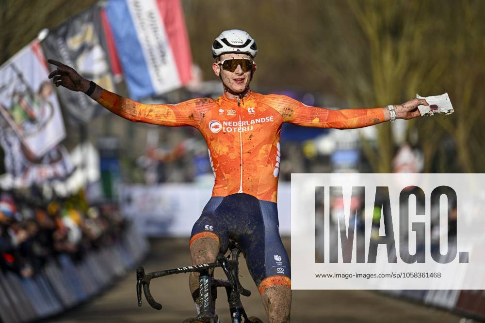 2025 UCI Cyclo-Cross WC - Men Under 23 LIEVIN, FRANCE - FEBRUARY 01 : Del Grosso Tibor (NED) celebrating his victory in action during the 2025 UCI Cyclo-Cross World Championships for Men Under 23 on February 01, 2025 in Lievin, France, 01 02 2025 Lievin France