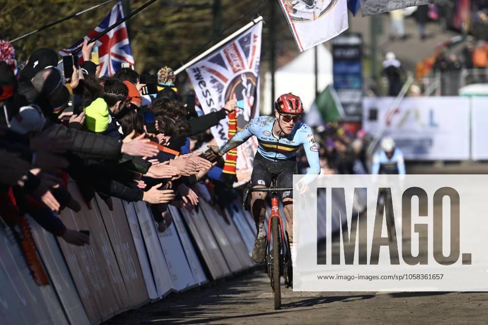 2025 UCI Cyclo-Cross WC - Men Under 23 LIEVIN, FRANCE - FEBRUARY 01 : De Bruyckere Kay (BEL) at the finish line coming in second during the 2025 UCI Cyclo-Cross World Championships for Men Under 23 on February 01, 2025 in Lievin, France, 01 02 2025 Lievin France