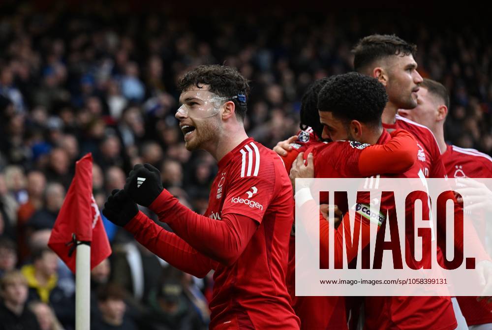 Neco Williams of Nottingham Forest celebrates the team s second goal scored by Morgan Gibbs-White Nottingham Forest v Brighton & Hove Albion, Premier League, Football, City Ground, Nottingham, UK - 01 Feb 2025