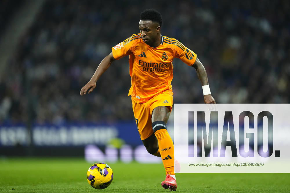 RCD Espanyol de Barcelona v Real Madrid CF - La Liga EA Sports Vinicius Junior left winger of Real Madrid and Brazil during the LaLiga match between RCD Espanyol de Barcelona and Real Madrid CF at RCDE Stadium on February 1, 2025 in Barcelona, Spain. Barcelona Spain