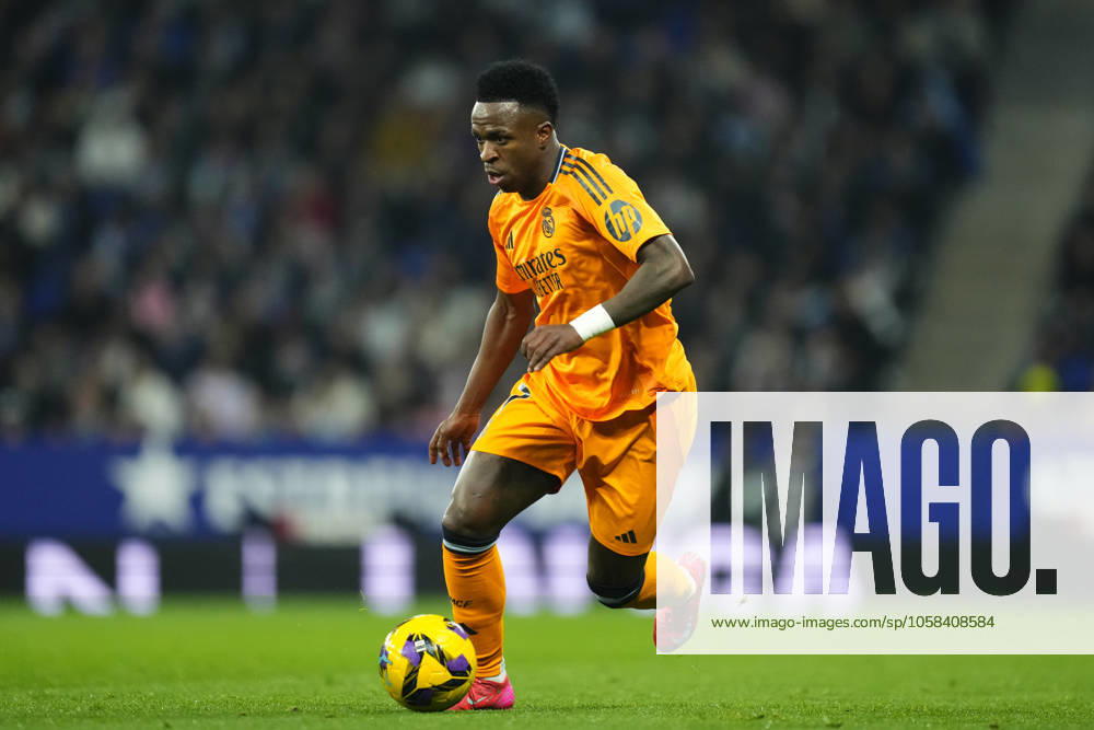 RCD Espanyol de Barcelona v Real Madrid CF - La Liga EA Sports Vinicius Junior left winger of Real Madrid and Brazil during the LaLiga match between RCD Espanyol de Barcelona and Real Madrid CF at RCDE Stadium on February 1, 2025 in Barcelona, Spain. Barcelona Spain