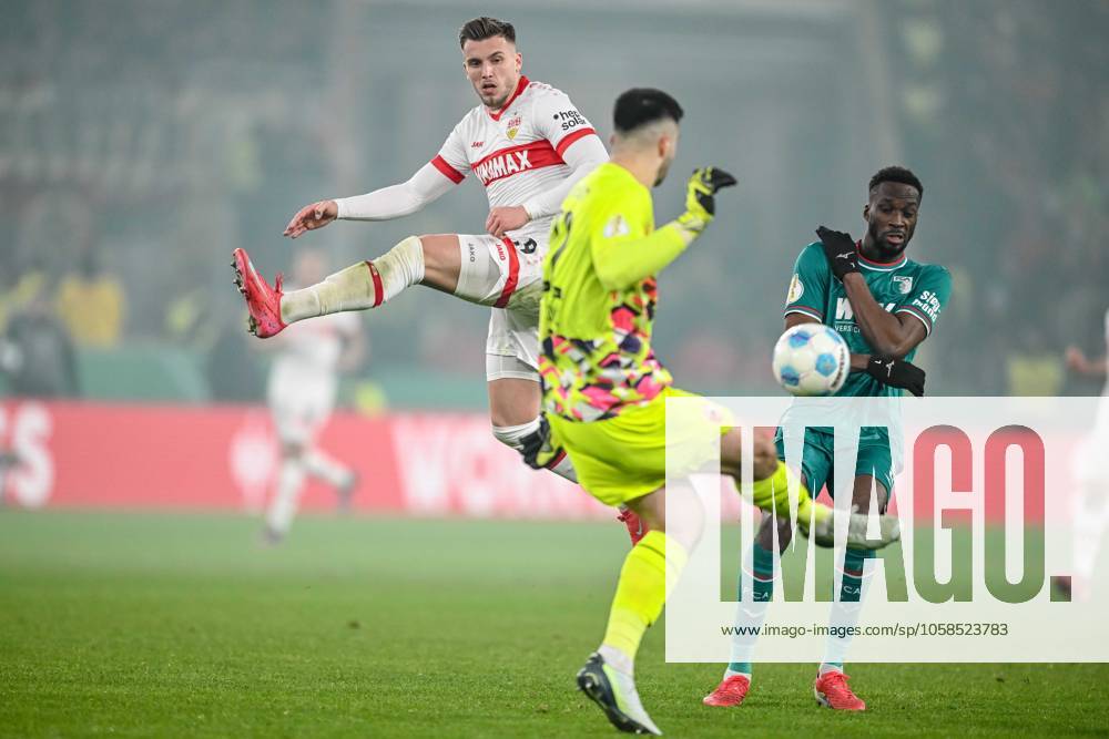 Ermedin Demirovic VfB Stuttgart , goalkeeper Nediljko Labrovic FC Augsburg and Chrislain Matsima FC Augsburg battle for the ball during the DFB Pokal Quarterfinal match between VfB Stuttgart vs FC Augsburg at MHP Arena on February 04, 2025 in Stuttgart, Germany Photo by Harry Langer DeFodi Images Ermedin Demirovic VfB Stuttgart , Goalkeeper Nediljko Labrovic FC Augsburg and Chrislain Matsima FC Augsburg battle for the ball during the DFB Pokal Quarterfinal match between VfB Stuttgart vs FC Augsburg at MHP Arena on February 4, 2025 in Stuttgart, Germany Photo by Harry Langer DeFodi Images DFB DFL REGULATIONS PROHIBIT ANY USE OF PHOTOGRAPHS AS IMAGE SEQUENCES AND OR QUASI VIDEO Photo by Harry Langer DeFodi Images DFB DFL REGULATIONS PROHIBIT ANY USE OF PHOTOGRAPHS AS IMAGE SEQUENCES AND OR QUASI VIDEO Defodi 541 VFBFCA20250204 372 Defodi-541 DFB DFL REGULATIONS PROHIBIT ANY USE OF PHOTOGRAPHS AS IMAGE SEQUENCES AND OR QUASI-VIDEO.