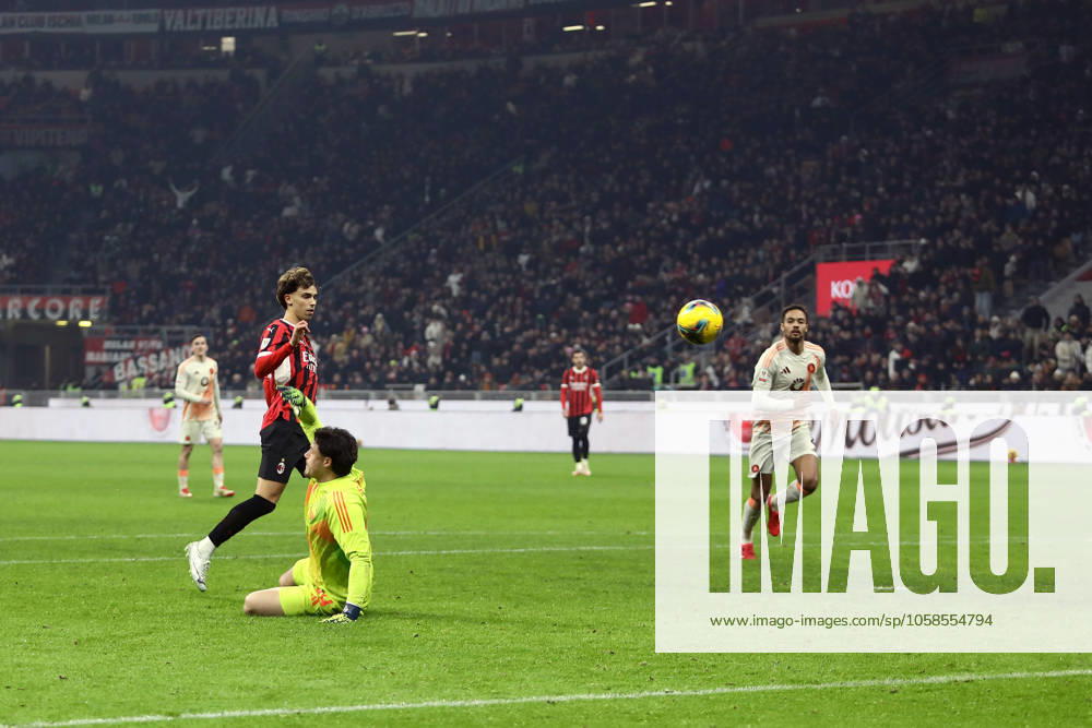 JOAO FELIX SEQUEIRA, Milan, Coppa Italia, Italian Cup, 2024-25, Milan vs Roma 3-1, 05-02-2025, Gol, Goal COPPA ITALIA 2024-25 MILAN-ROMA 3-1