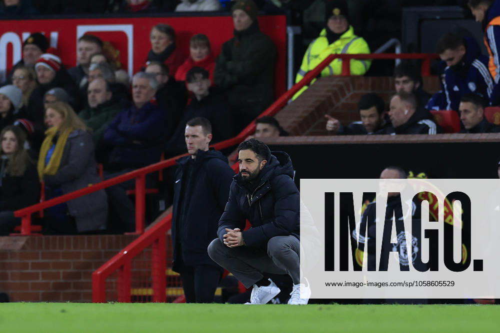 Manchester United, ManU v Leicester City FA Cup 07 02 2025. 4th Round Ruben Amorim the Manchester United manager on the sidelines during the FA Cup match between Manchester United and Leicester City at Old Trafford, Manchester, England on 7 February 2025. Manchester Old Trafford Greater Manchester England Editorial use only DataCo restrictions apply See www.football-dataco.com ,