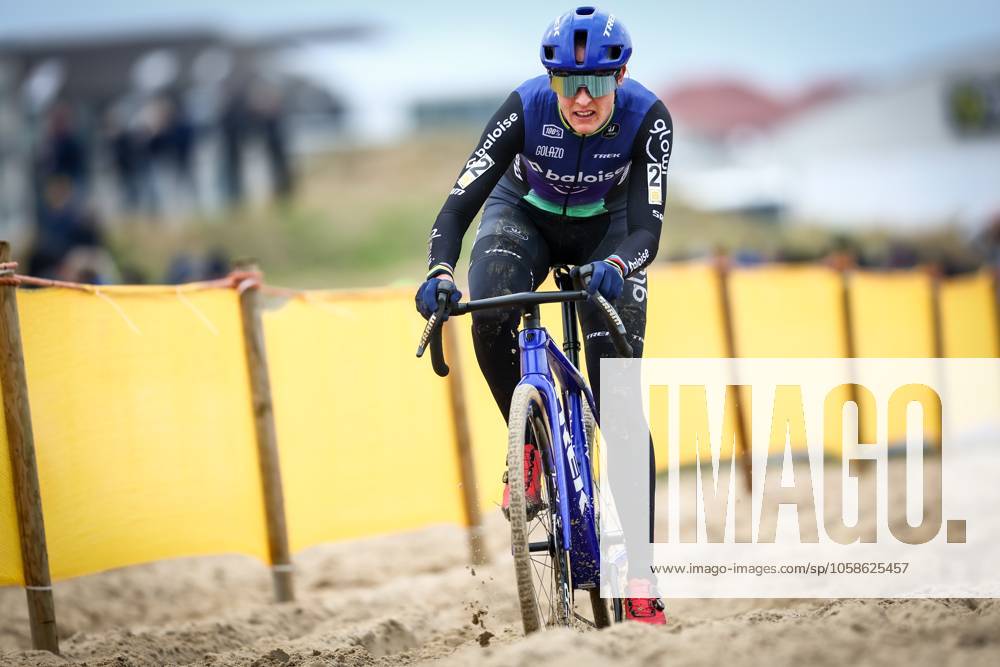 Dutch Lucinda Brand pictured in action during the women elite race of the Noordzeecross cyclocross cycling event in Middelkerke, the eighth and last race of the Superprestige competition on Saturday 08 February 2025. DAVIDxPINTENS x111998785x