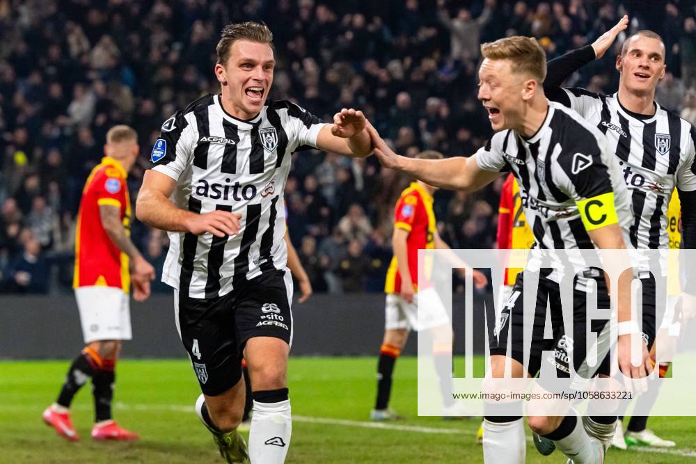 ALMELO, Stadium Asito, 08-02-2025 , season 2024 2025 , Dutch Eredivisie Football during the match Heracles - Go Ahead Eagles Heracles Almelo player Damon Mirani scores Heracles Almelo player Brian De Keersmaecker Heracles Almelo player Luka Kulenovic Heracles - Go Ahead Eagles x27758703x