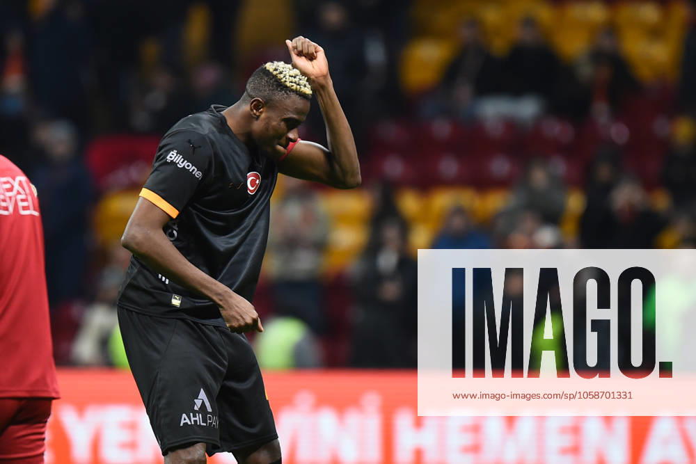 Victor Osimhen (45) of Galatasaray waves to the fans after the Turkish Super League match between Galatasaray and Adana Demirspor at Rams Park Stadium on February 9, 2025 in Istanbul, Turkey. Istanbul Turkey
