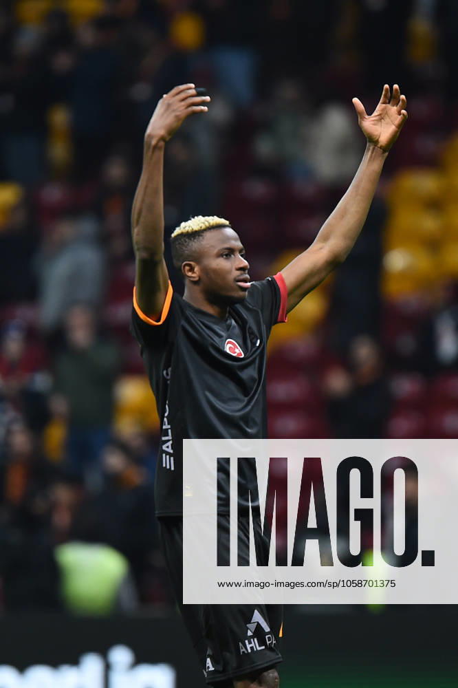 Victor Osimhen (45) of Galatasaray waves to the fans after the Turkish Super League match between Galatasaray and Adana Demirspor at Rams Park Stadium on February 9, 2025 in Istanbul, Turkey. Istanbul Turkey