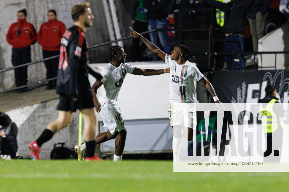 Chico Banza seen celebrating after scoring goal during Liga Portugal game between teams of CF Estrela Amadora and SL Benfica at Estadio Jose Gomes (Maciej Rogowski) Amadora Estadio Jose Gomes Portugal