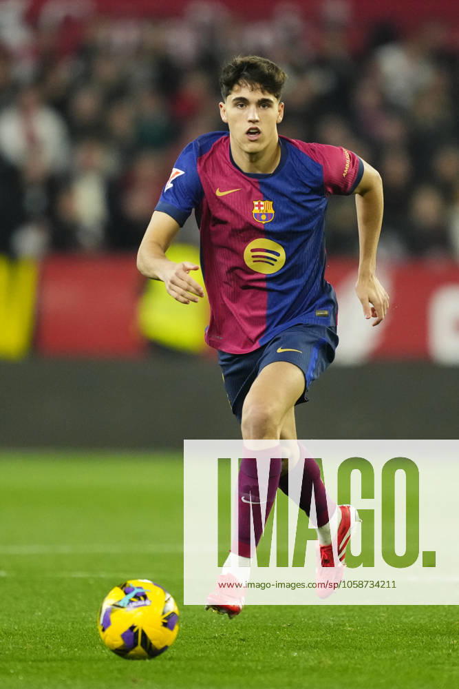 Sevilla FC v FC Barcelona, Barca - La Liga EA Sports Pau Cubarsi centre-back of Barcelona and Spain during the La Liga match between Sevilla FC and FC Barcelona at Estadio Ramon Sanchez Pizjuan on February 9, 2025 in Seville, Spain. Sevilla Spain