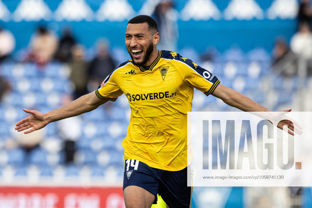 Yanis Begraoui of GD Estoril Praia celebrates after scoring a goal during the Liga Portugal Betclic match between Estoril Praia Futebol SAD and Boavista FC at Estadio Antonio Coimbra da Mota. Final score: Estoril Praia Futebol SAD 2 - 1 Boavista FC Cascais Portugal - ZUMAs197 20230130_aaa_s197_066