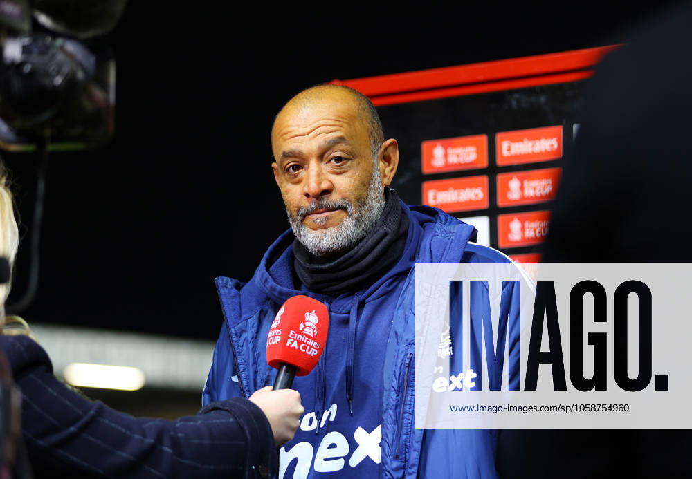Exeter City v Nottingham Forest, Exeter, UK - 11 Feb 2025 Nuno Espirito Santo, Manager of Nottingham Forest during the Emirates FA cup 4th round match between Exeter City and Nottingham Forest at St James Park, Devon on 11 February 2025. Exeter St James Park Devon GBR