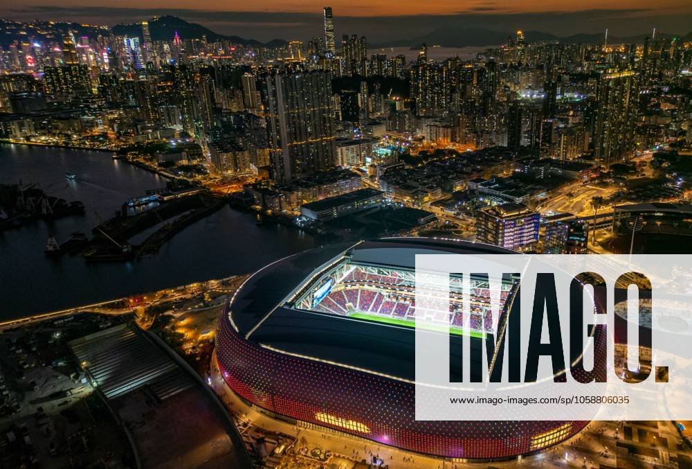 An aerial view of Kai Tak Sports Park main stadium, as today marks the first open-roof event drill involving a crowd of 50,000 people. 04FEB25. SCMP Eugene Lee Hong Kong China