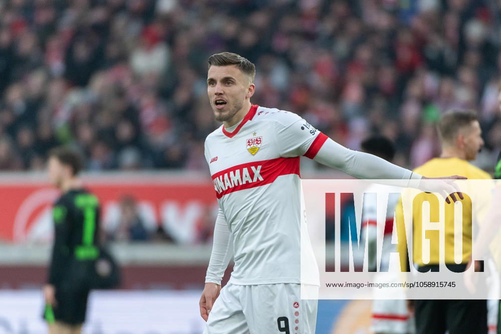 Ermedin Demirovic VfB Stuttgart, 09 GER, VfB Stuttgart vs VfL Wolfsburg, Football, Men, 1 Bundesliga, 22 Matchday, Season 2024 2025, 15 02 2025, DFL DFB REGULATES PROHIBIT ANY USE OF PHOTOGRAPHS AS IMAGE SEQUENCES AND OR QUASI VIDEO, GER, VfB Stuttgart vs VfL Wolfsburg, Football, Men, 1 Bundesliga, 22 Matchday, Season 2024 2025, 15 02 2025 Stuttgart