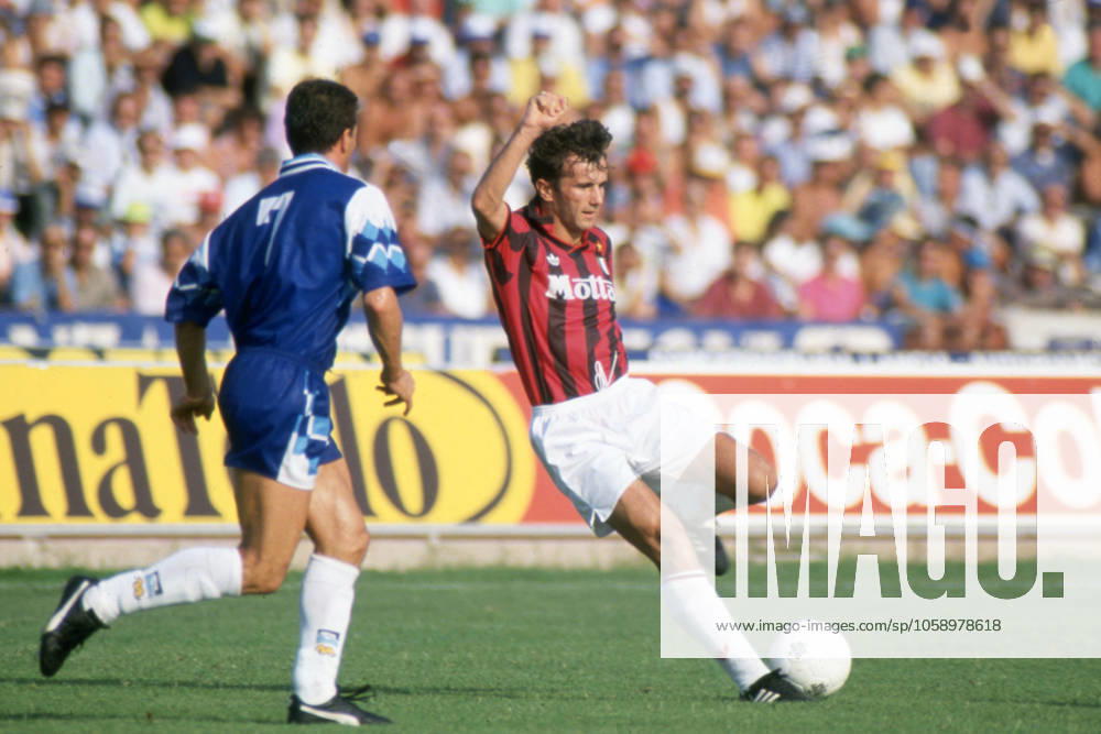 Archivbilder der Woche SPORT KW08 DEJAN SAVICEVIC, Milan, Serie A, 1992-93, Pescara vs Milan 4-5, 13-09-1992, Contrasto, Action, Azione, Single shot SERIE A 1992-93 PESCARA-MILAN 4-5
