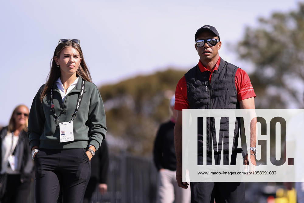 Golfer KAI TRUMP, granddaughter of President DONALD TRUMP, and tournament host TIGER WOODS walk towards the clubhouse during the final round of the 2025 Genesis Invitational at Torrey Pines Golf Course in La Jolla, California. La Jolla USA - ZUMAt158 20250216_zsp_t158_024