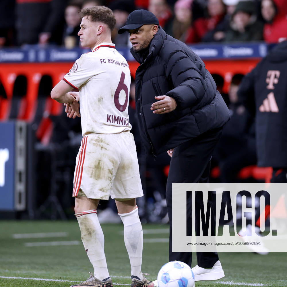 KOMPANY Vincent Trainer Team FC Bayern Muenchen with KIMMICH Joshua DFL Fussball Bundesliga Saison 2024 2025 BL Spiel Bayer 04 Leverkusen FC Bayern Muenchen am 15 02 2025 in Leverkusen DFL REGULATIONS PROHIBIT ANY USE OF PHOTOGRAPHS as IMAGE SEQUENCES and or QUASI VIDEO