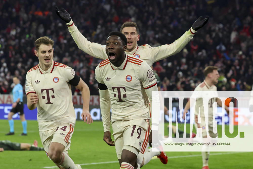 Alphonso Davies FC Bayern Muenchen celebrates after scoring his teams first goal with Leon Goretzka FC Bayern Muenchen and Josip Stanisic FC Bayern Muenchen , UEFA Champions League 2024 25 League Knockout Play off Second Leg, FC Bayern München v Celtic FC, Allianz Arena on February 18, 2025 in Munich, Germany Photo by Marco Steinbrenner DeFodi Images Alphonso Davies FC Bayern Muenchen celebrates after scoring his teams first goal with Leon Goretzka FC Bayern Muenchen FC Bayern Muenchen and Josip Stanisic FC Bayern Muenchen , UEFA Champions League 2024 25 League Knockout Play off Second Leg, FC Bayern München v Celtic FC, Allianz Arena, February 18, 2025 in Munich, Germany Photo by Marco Steinbrenner DeFodi Images Defodi 700 muenchen glasgow 20250218 069 Defodi-700
