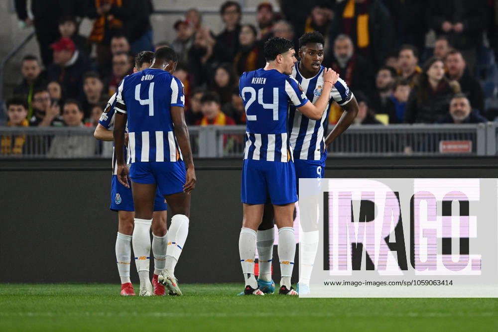 CALCIO - UEFA Europa League - AS Roma vs FC Porto Samu Omorodion of F.C. Porto celebrates after scoring the goal to make it 0-1 during the 2024 25 UEFA Europa League knockout play-off second leg match between A.S. Roma and F.C. Porto at Olympic Stadium on February 20, 2025 in Rome, Italy. Rome Italy