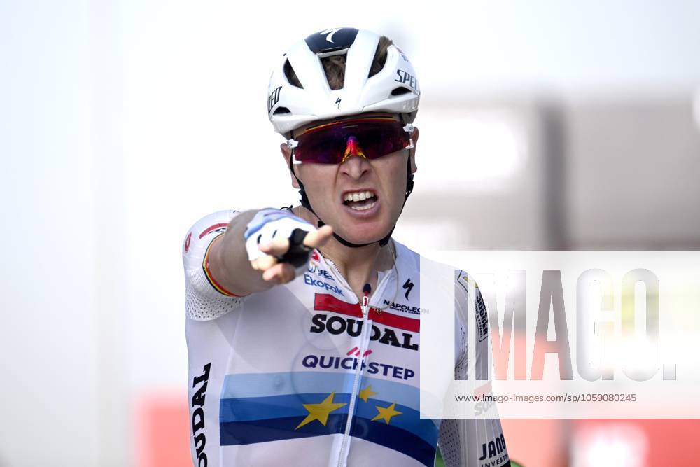 UAE Tour 2025 - Stage 5 DUBAI, UNITED ARAB EMIRATES - FEBRUARY 20 : Merlier Tim (BEL) of Soudal Quick-Step wins during Stage 5 of the UAE Tour 2025 cycling race with start in American University in Dubai and finish in Hamdan Bin Mohammed Smart University (160 km) on February 20, 2025 in Dubai, United Arab Emirates, 20 02 2025 Dubai United Arab Emirates