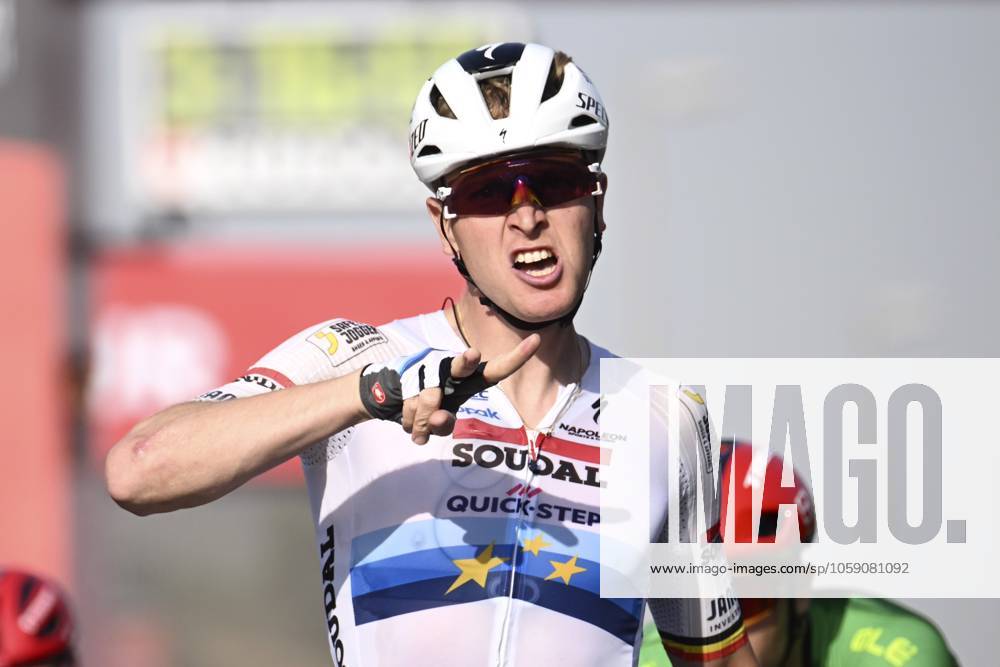 UAE Tour 2025 - Stage 5 DUBAI, UNITED ARAB EMIRATES - FEBRUARY 20 : Merlier Tim (BEL) of Soudal Quick-Step wins during Stage 5 of the UAE Tour 2025 cycling race with start in American University in Dubai and finish in Hamdan Bin Mohammed Smart University (160 km) on February 20, 2025 in Dubai, United Arab Emirates, 20 02 2025 Dubai United Arab Emirates