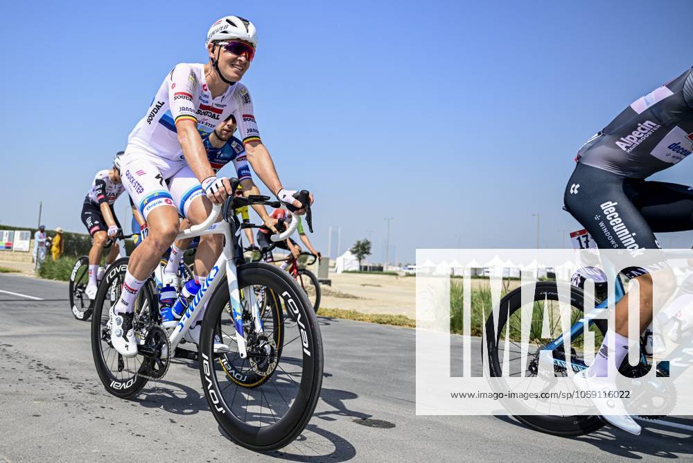 UAE Tour 2025 - Stage 6 ABU DHABI , UNITED ARAB EMIRATES - FEBRUARY 22 : Merlier Tim (BEL) of Soudal Quick-Step during Stage 6 of the UAE Tour 2025 cycling race with start in Abu Dhabi Cycling Club and finish in Abu Dhabi Breakwater (165 km) on February 22, 2025 in Abu Dhabi , United Arab Emirates, 22 02 2025 Abu Dhabi United Arab Emirates
