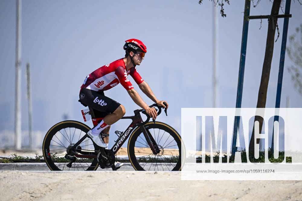 UAE Tour 2025 - Stage 6 ABU DHABI , UNITED ARAB EMIRATES - FEBRUARY 22 : Currie Logan (NZL) of Lotto during Stage 6 of the UAE Tour 2025 cycling race with start in Abu Dhabi Cycling Club and finish in Abu Dhabi Breakwater (165 km) on February 22, 2025 in Abu Dhabi , United Arab Emirates, 22 02 2025 Abu Dhabi United Arab Emirates