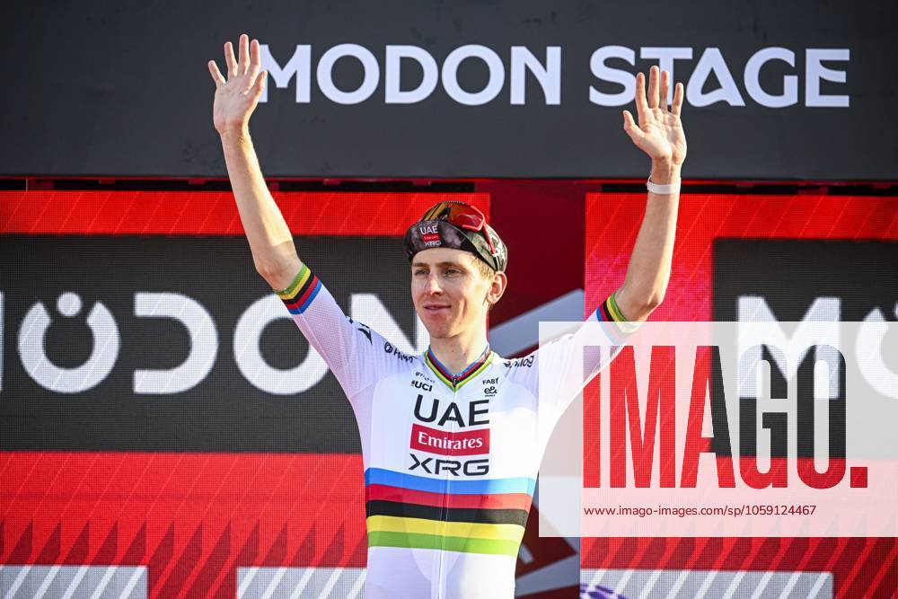 UAE Tour 2025 - Stage 6 ABU DHABI , UNITED ARAB EMIRATES - FEBRUARY 22 : Pogacar Tadej (SLO) of UAE Team Emirates on the podium during Stage 6 of the UAE Tour 2025 cycling race with start in Abu Dhabi Cycling Club and finish in Abu Dhabi Breakwater (165 km) on February 22, 2025 in Abu Dhabi , United Arab Emirates, 22 02 2025 Abu Dhabi United Arab Emirates