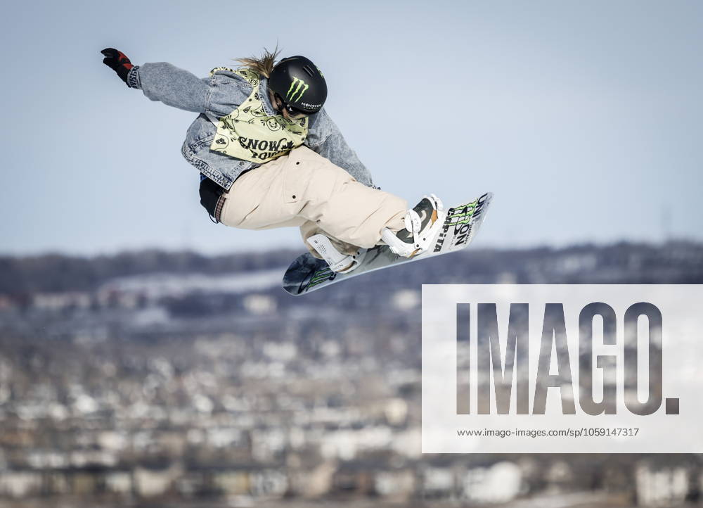 Great Britain s Mia Brookes competes during the women s World Cup slopestyle snowboard event in Calgary, Alta., Saturday, Feb. 22, 2025. Mia Brookes - ZUMAc35_ 20250222_zaf_c35_011
