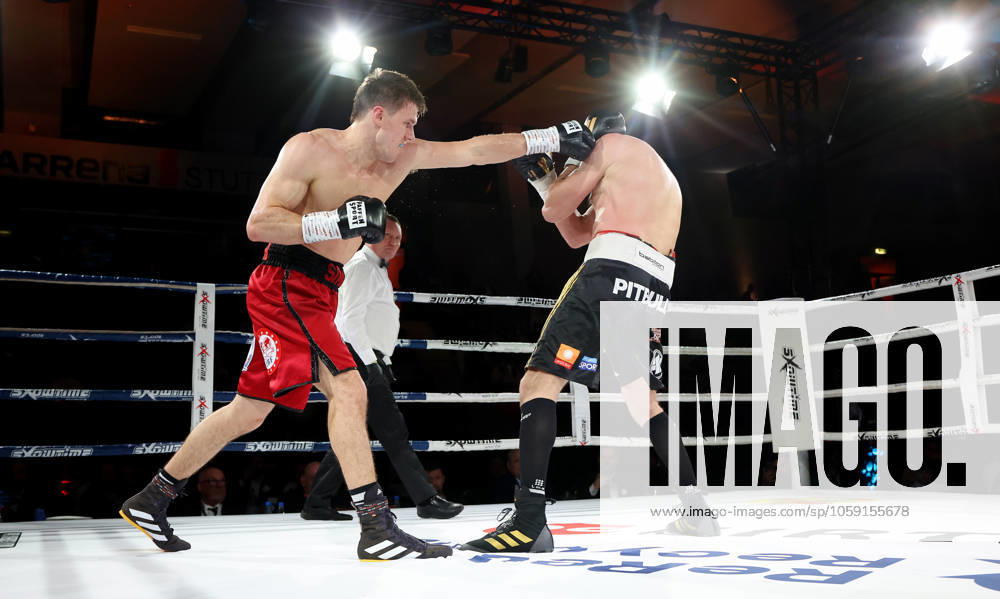 BAU 22 02 2025 Stuttgart Boxing Stuttgart Boxing Night, Simon Zachenhuber GER, red vs Robert Talarek Poland, black