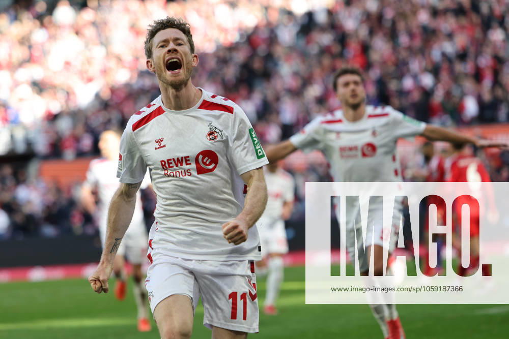 GER, 2 FBL, 1 FC Koeln vs Fortuna Duesseldorf 23 02 2025, Rheinenergie Stadion, Koeln, GER, 2 FBL, 1 FC Koeln vs Fortuna Duesseldorf , in the picture 1 0 for Koeln goal celebration jubilation, goal scorer Florian Kainz FC Koeln 11 , nordphotoxGmbHx xMeuter nph00351
