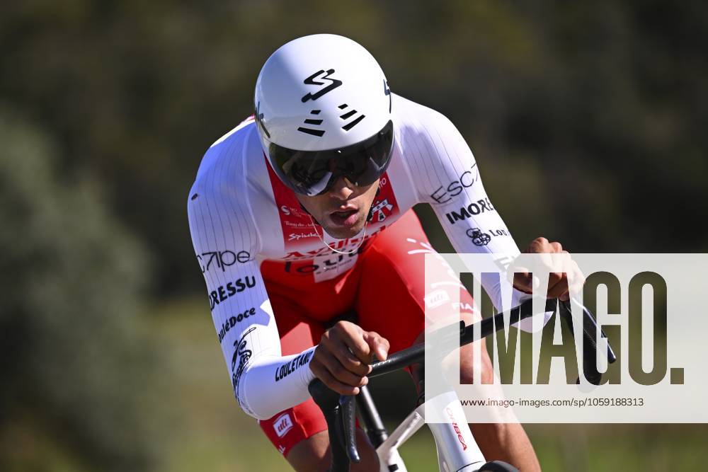 2025 Volta Algarve cycling race - Stage 5 MALHAO, PORTUGAL - FEBRUARY 23 : Contte Tomas (BRA) of Aviludo-Louletano-Loule during stage 5, an individual time trial, of the 51th edition of the Volta Algarve cycling race, with start in Salir and finish in Malhao on February 23, 2025 in Malhao, Portugal, 23 02 2025 ( Motordriver Kenny Verfaillie - Malhao Portugal