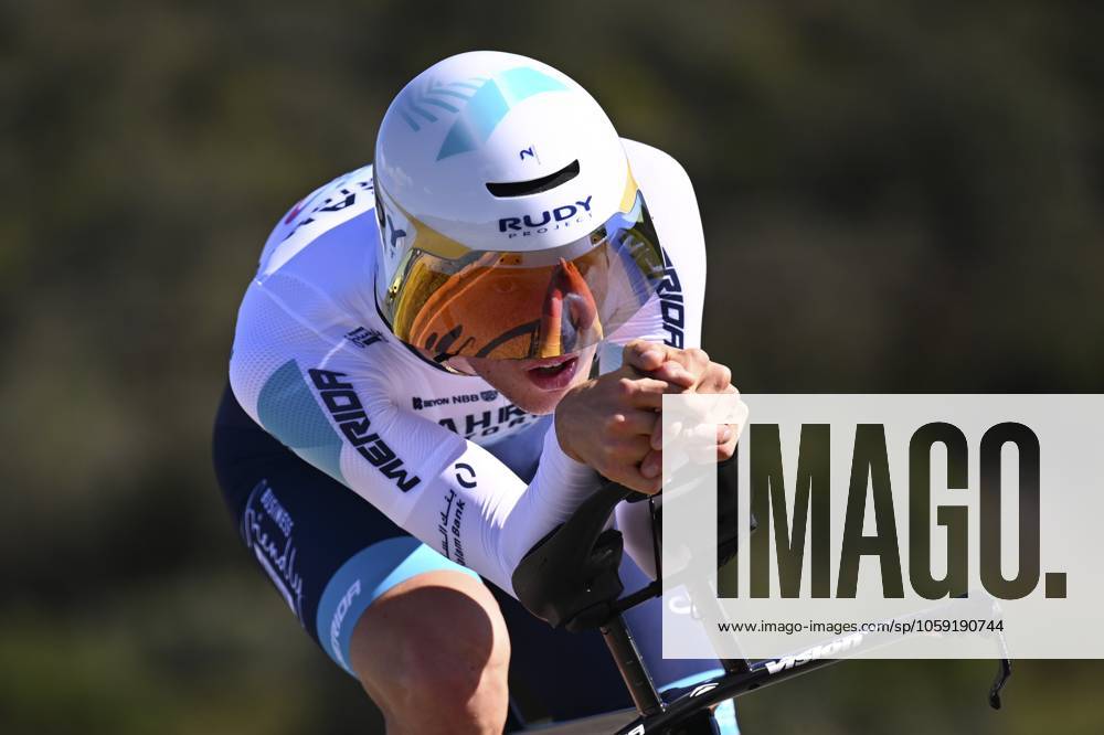 2025 Volta Algarve cycling race - Stage 5 MALHAO, PORTUGAL - FEBRUARY 23 : Olivo Bryan (ITA) of Bahrain Victorious during stage 5, an individual time trial, of the 51th edition of the Volta Algarve cycling race, with start in Salir and finish in Malhao on February 23, 2025 in Malhao, Portugal, 23 02 2025 ( Motordriver Kenny Verfaillie - Malhao Portugal