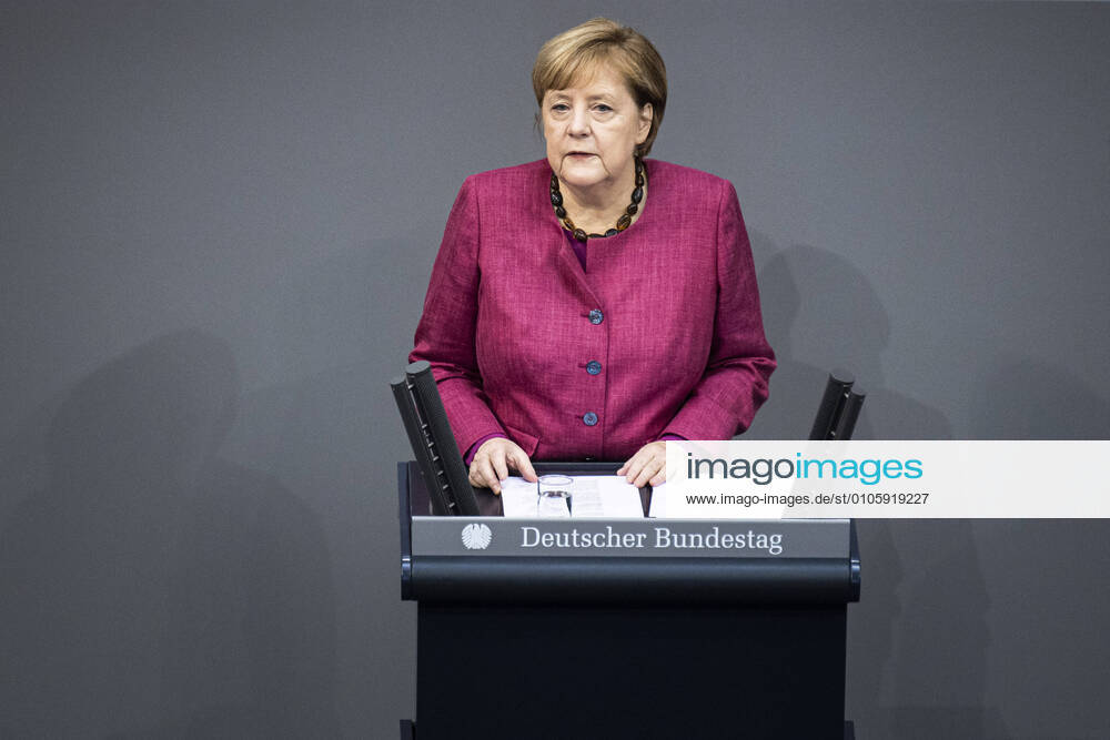 Angela Merkel, German Chancellor, recorded in the German Bundestag in Berlin, 29 10 2020 Berlin Germany in the context of a government statement on the policy of the Federal Government in the Corona Pandemic